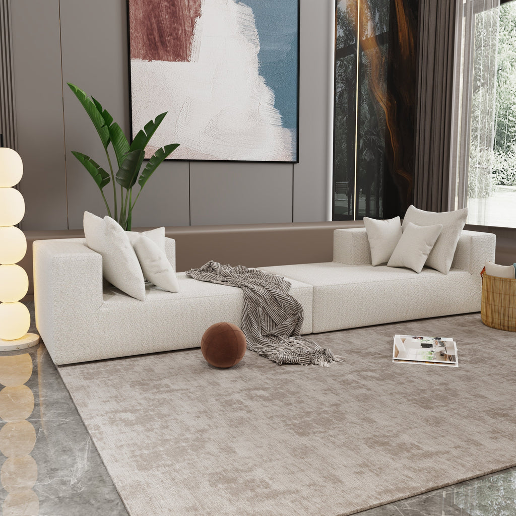 Four seater combination sofa, sofa bed, made of high-density sponge and soft linen fabric, with multiple combination methods (beige)