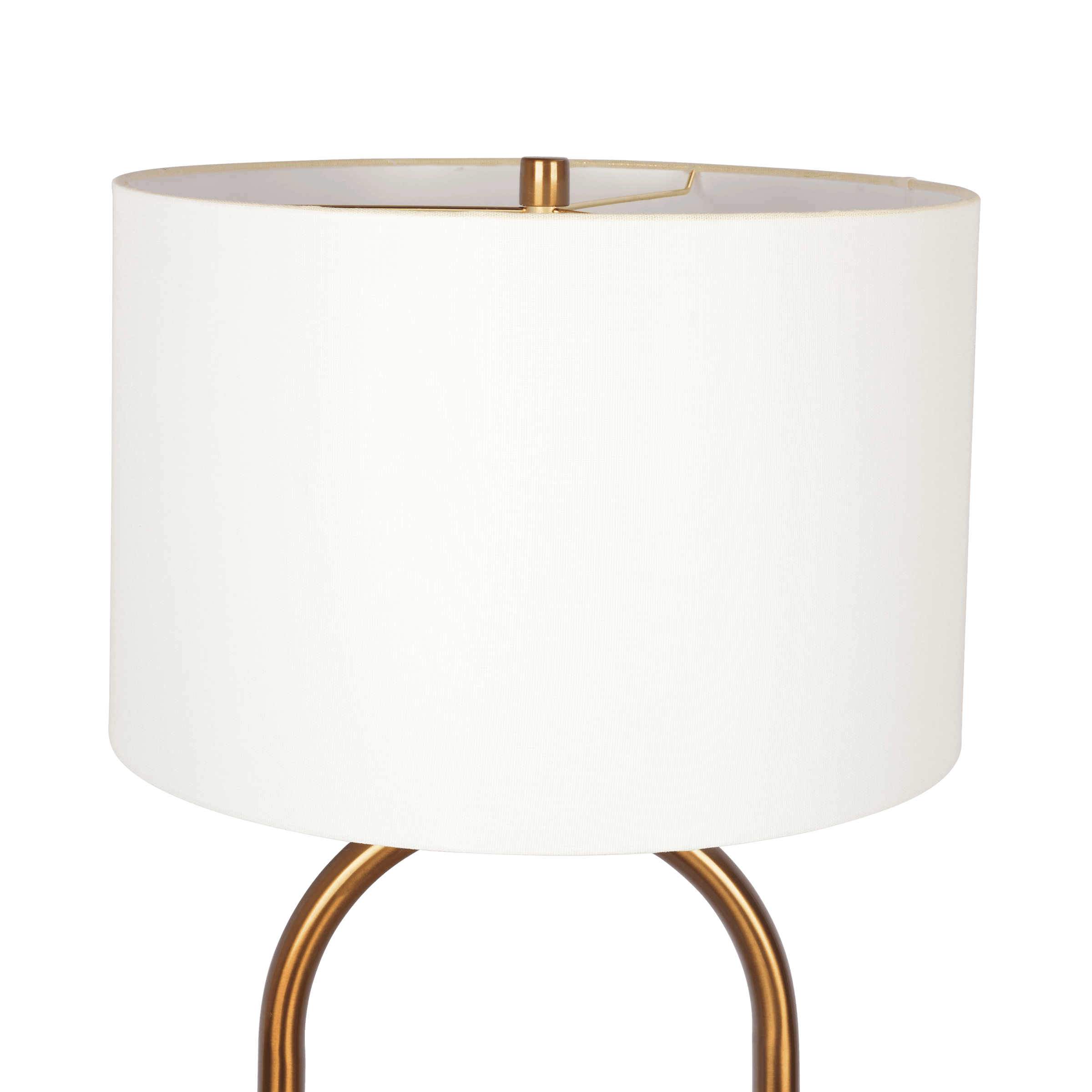 Vivid Brass Ring Base Floor Lamp with Large White Drum Shade