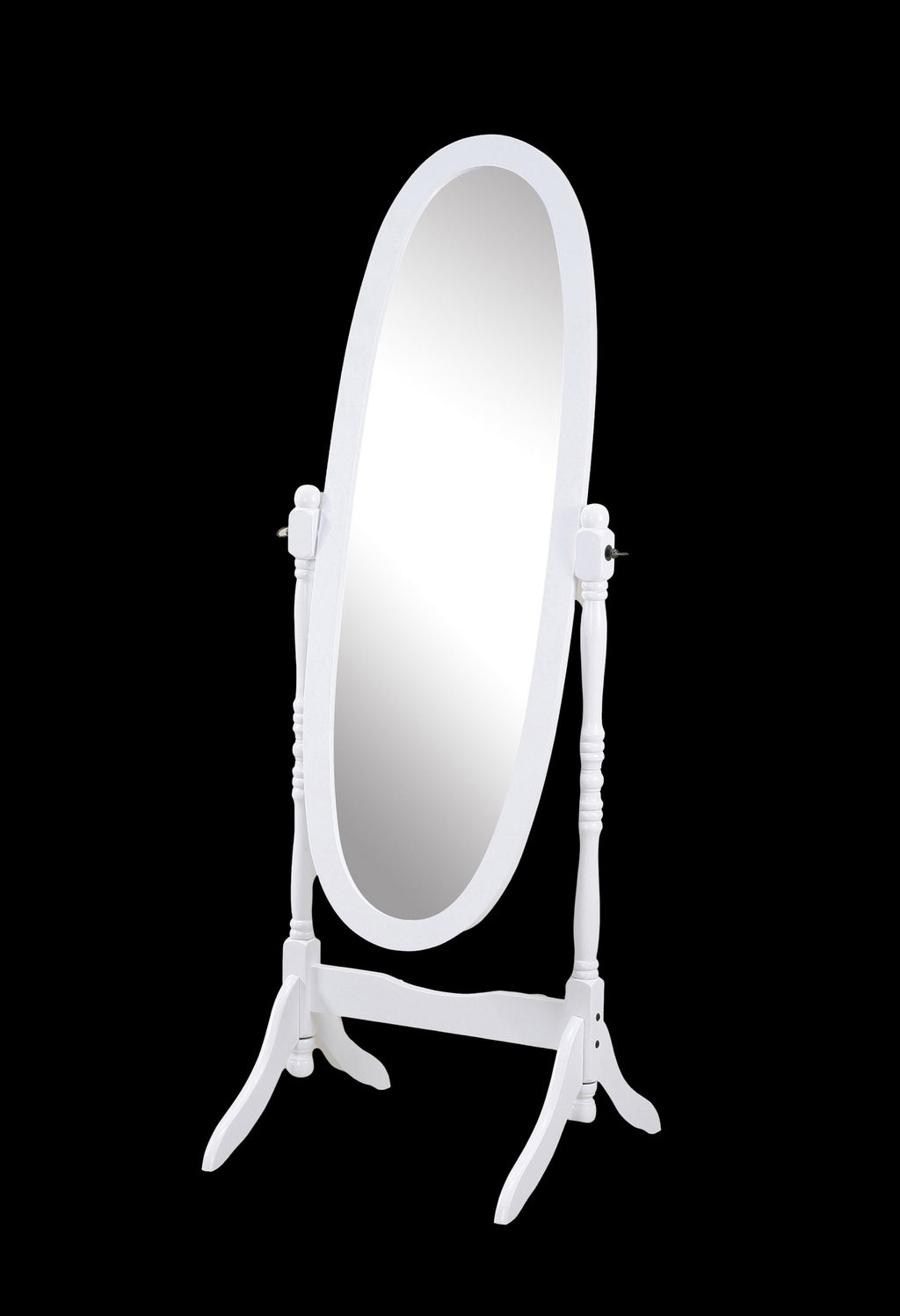 Traditional Queen Anna Style Wood Floor Cheval Mirror, White Finish
