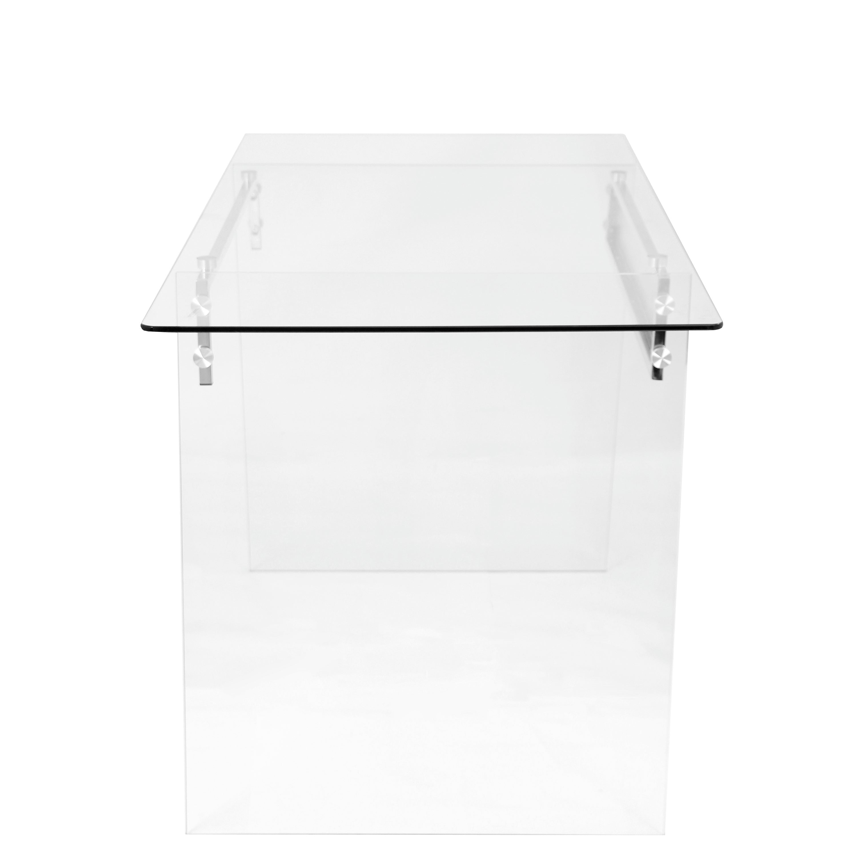 Glacier Contemporary Desk in Clear and Chrome by LumiSource