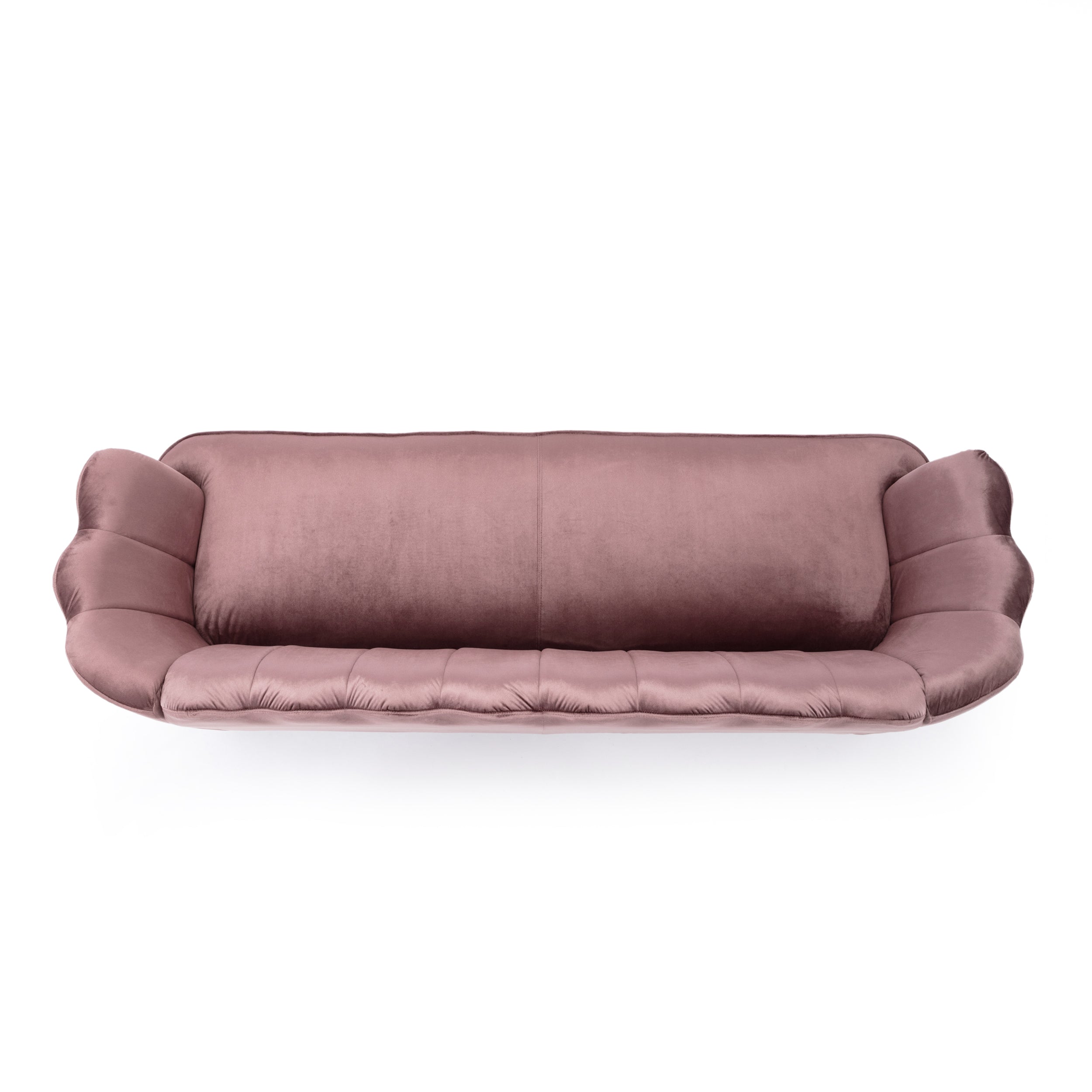 Modern Glam Velvet 3 Seater Sofa with Curvaceous Shell Design in Blush