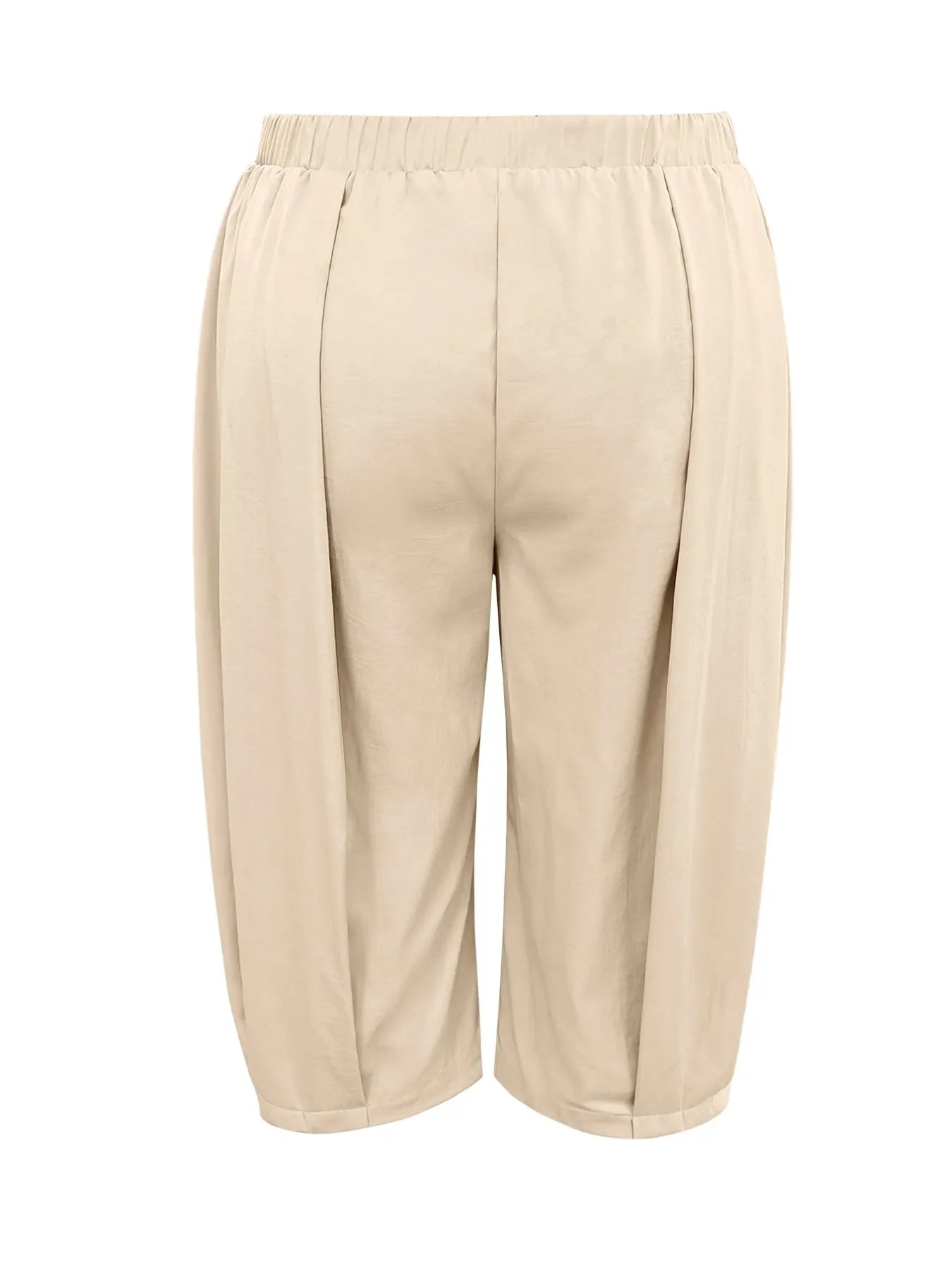 Plus Size Wide Leg Pleated Detail Cropped Pants