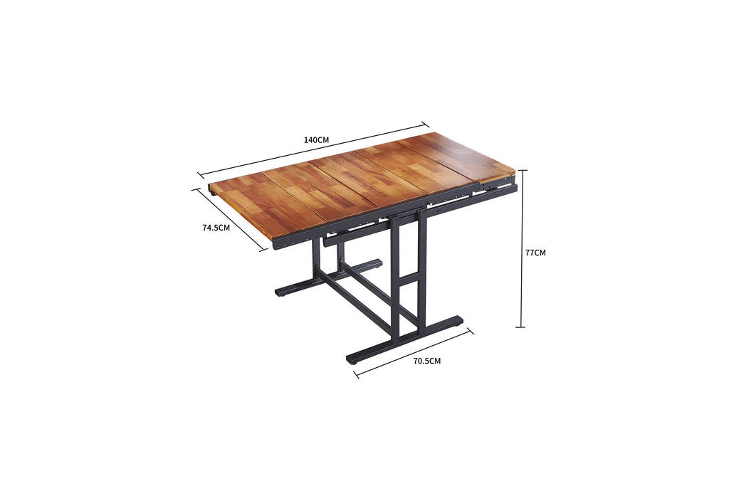 Extendable Dining Table Convertible 2 in 1 Shelf to Table with Metal Frame Industrial and Rustic Style for Small Spaces, Kitchen & Dining Room