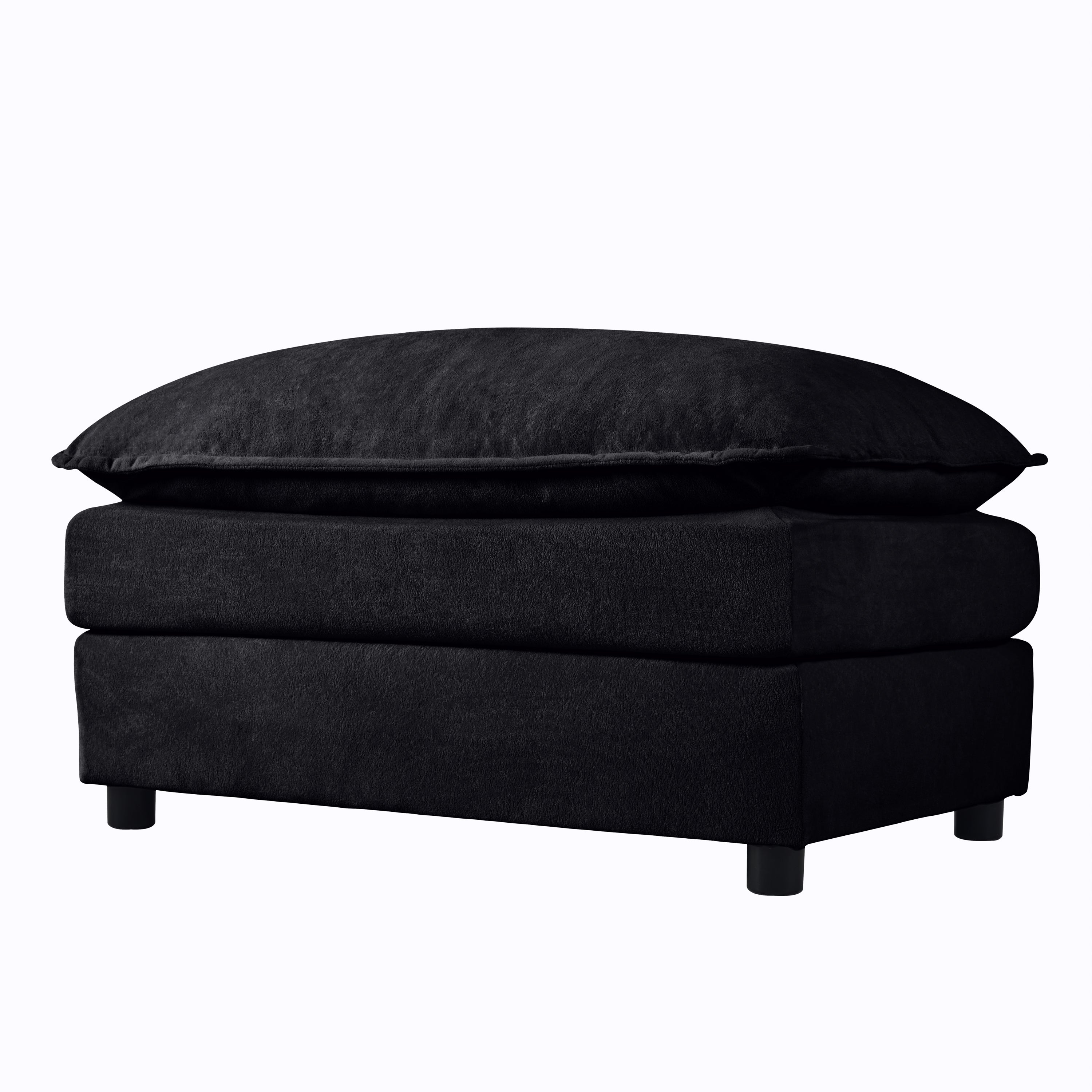 Modular Sectional Sofa, Oversized Deep Seat U Shaped Couch Set for Living Room, 4-Seater Comfy Cloud Couches with Two Movable Ottomans, DIY Combination, Chenille,Black