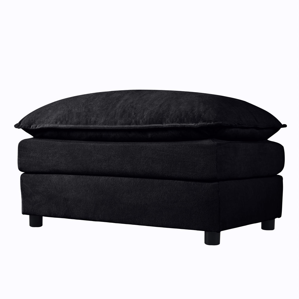 Modular Sectional Sofa, Oversized Deep Seat U Shaped Couch Set for Living Room, 3-Seater Comfy Cloud Couches with 2 Movable Ottomans, DIY Combination, Chenille,Black