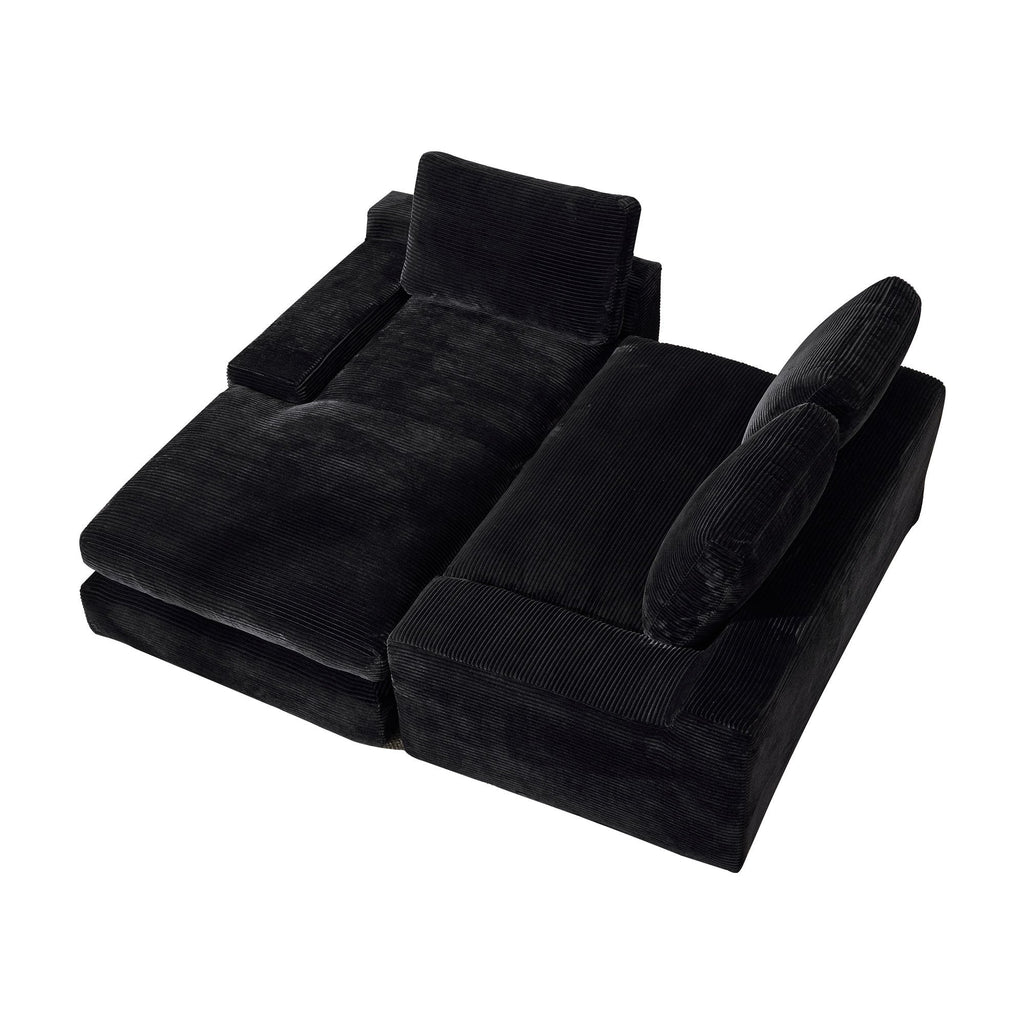 99*69' Modular Sectional Living Room Sofa Set, Modern Minimalist Style Couch, Upholstered Sleeper Sofa for Living Room, Bedroom, 2 PC Free Combination, Installation-free Sofa, L-Shape, Black