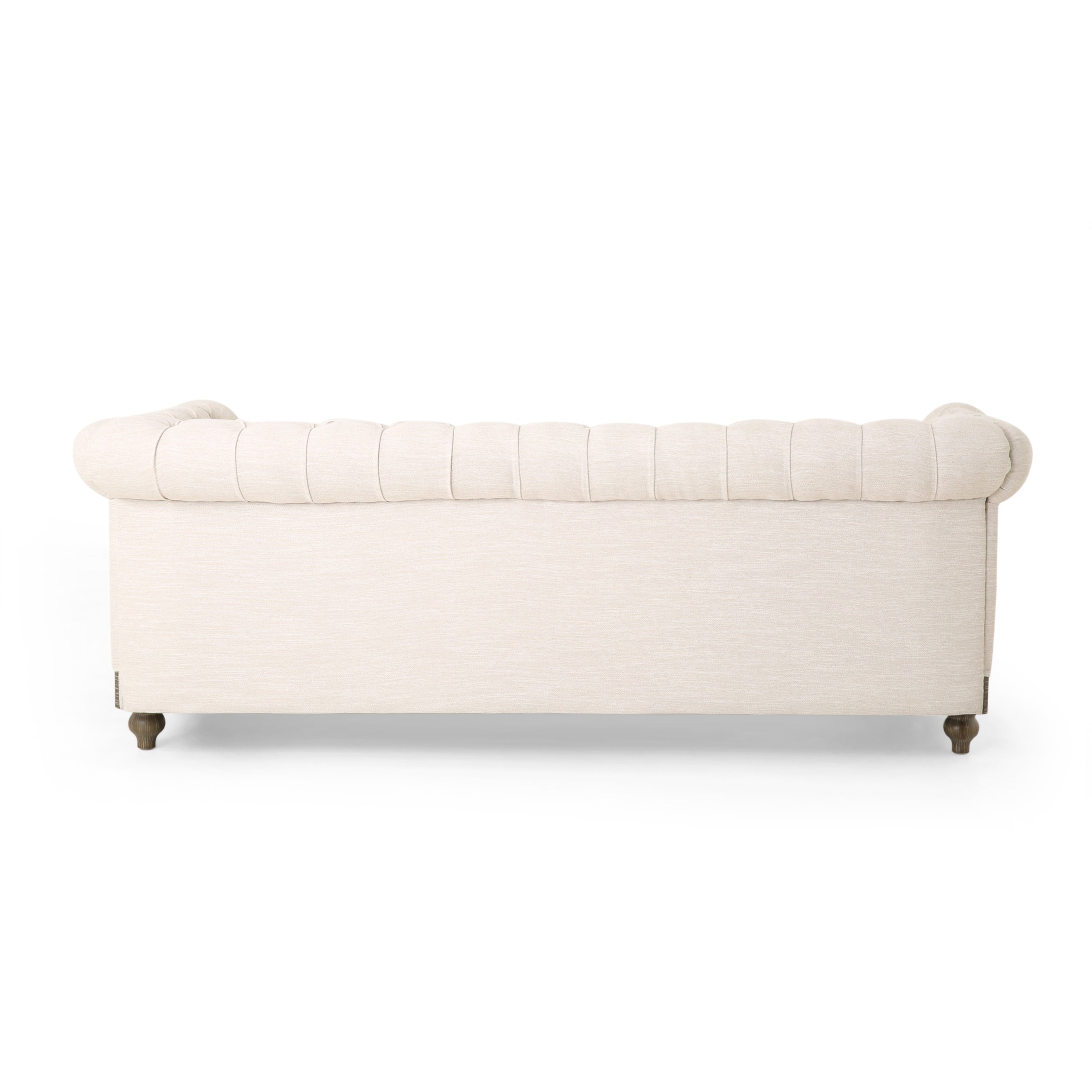 Mirod Retro Style Comfy 3-Seat Sofa with Wooden Legs, Beige Polyester, 78.75'' Wide