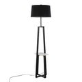 Cosmo Shelf Contemporary/Glam Floor Lamp in White Marble and Black Metal with Black Linen Shade by LumiSource