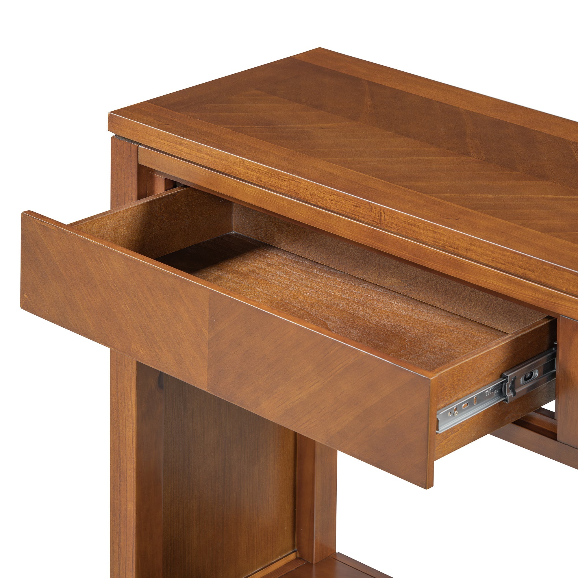 TREXM 55' Console Table, Rustic Wooden Entryway Table with Storage Drawers and Open Shelf, Elegant Sofa Table for Hallway and Living Room (Honey)