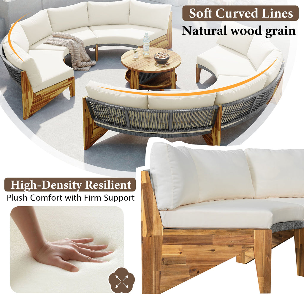 U_STYLE 6 - Person Outdoor Seating Group with Cushions and A Coffee Table(old sku:WY000379AAA)