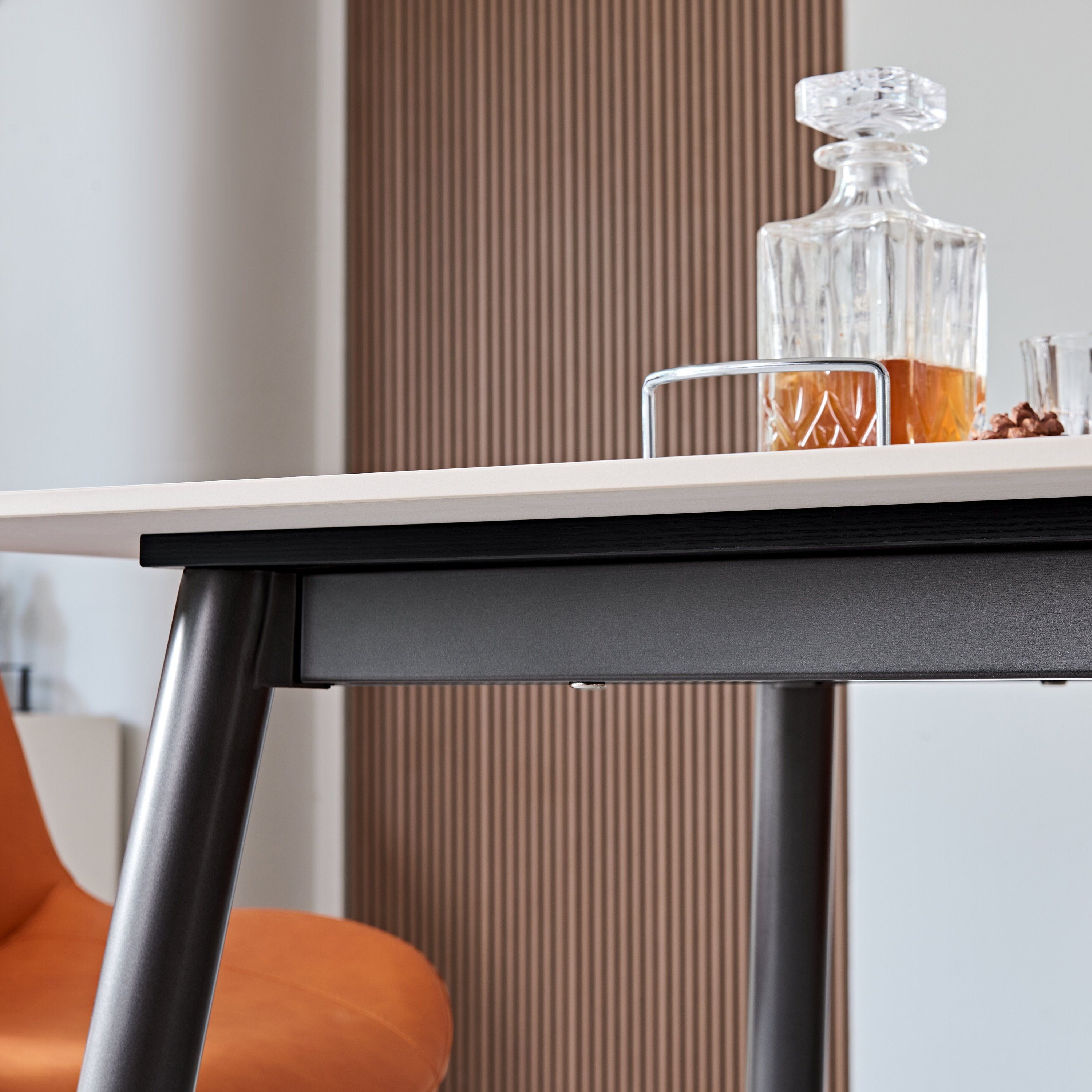 Large Rectangular Table with Strong Metal Base Modern Stone Dining Table For Kitchen 1.6m
