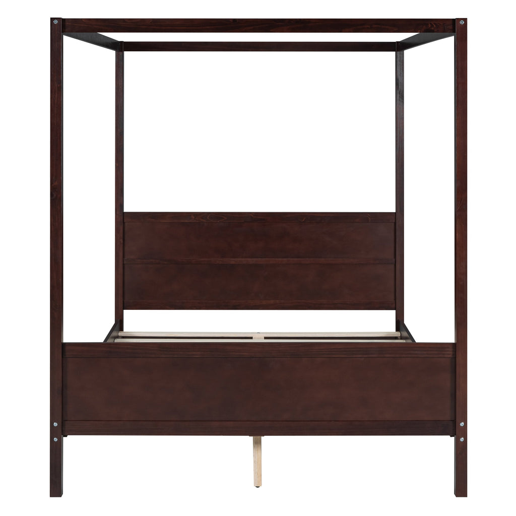 Queen Size Canopy Platform Bed with Headboard and Footboard,Slat Support Leg - Espresso(OLD SKU:LT001912AAP)