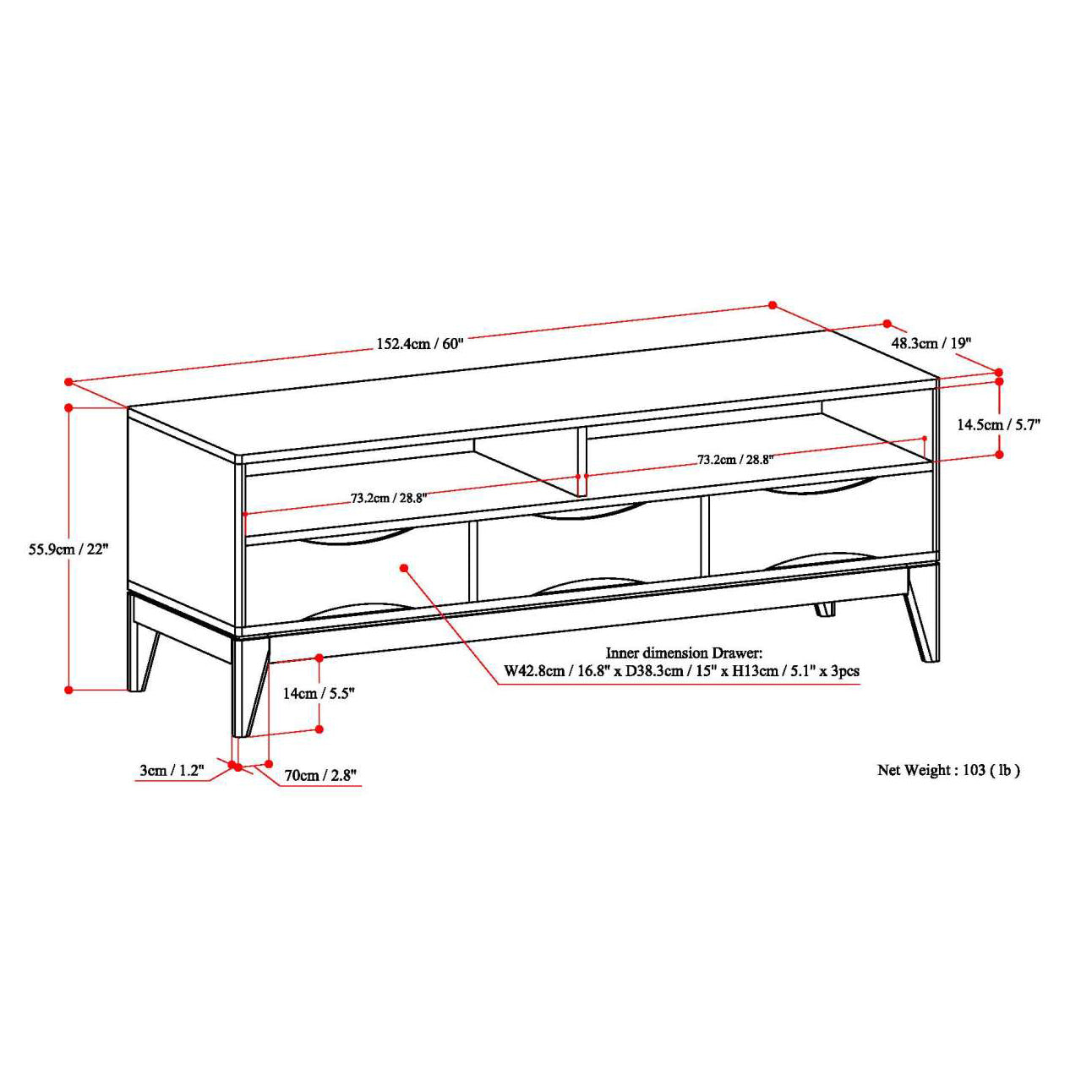 Harper - TV Media Stand - White