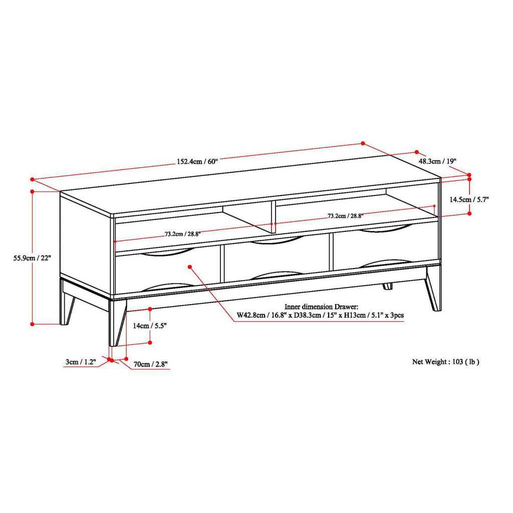 Harper - TV Media Stand - Teak Brown