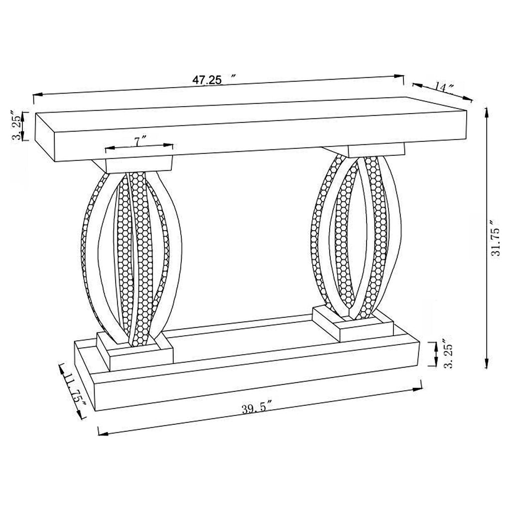 Drea Silver Mirrored Acrylic Entryway Sofa Console Table