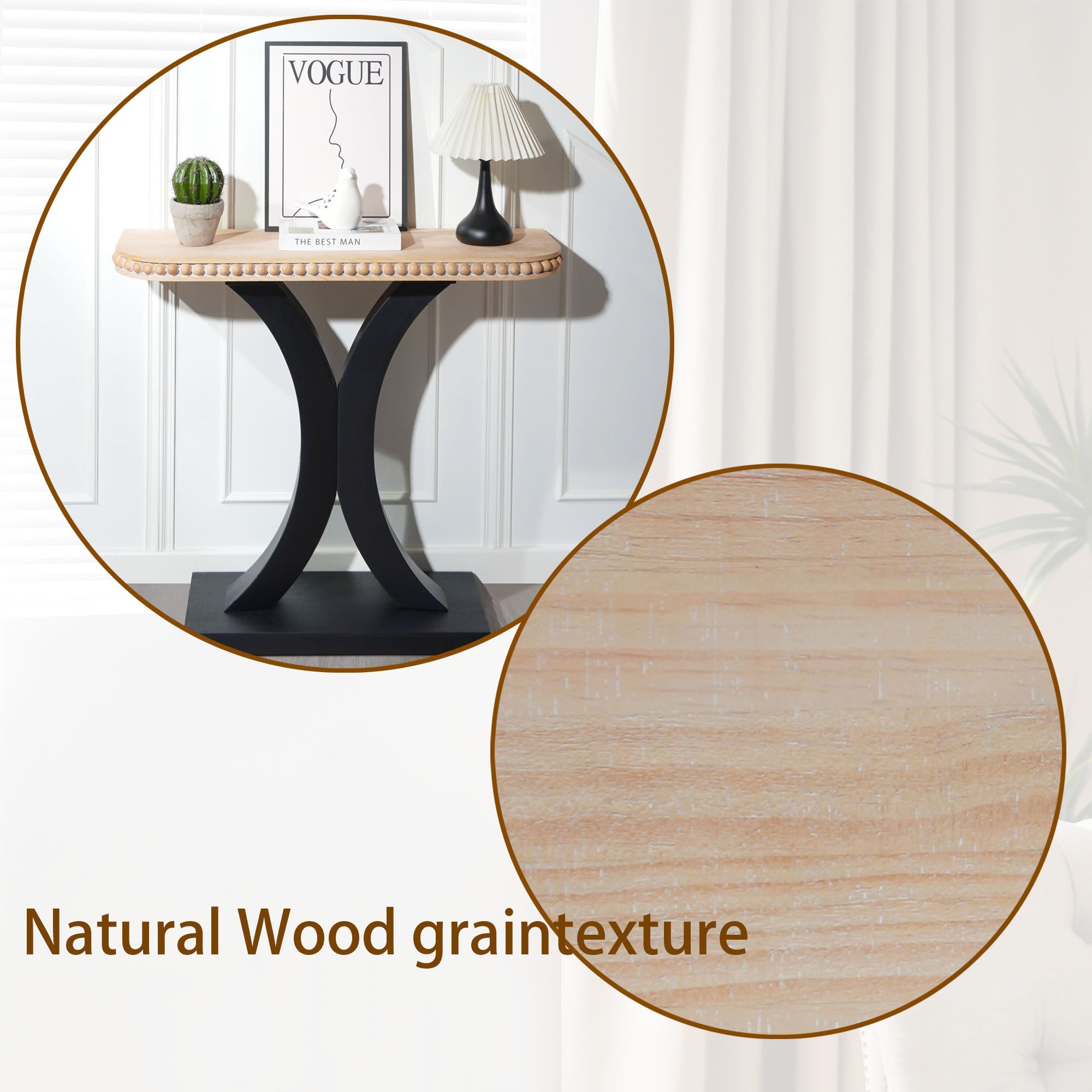 Wood Console Table, Elegant Half-Moon Console Table,35in Small Entryway Table, Thin Sofa Table, Side Table, Display Table, for Hallway, Bedroom, Living Room, Foyer