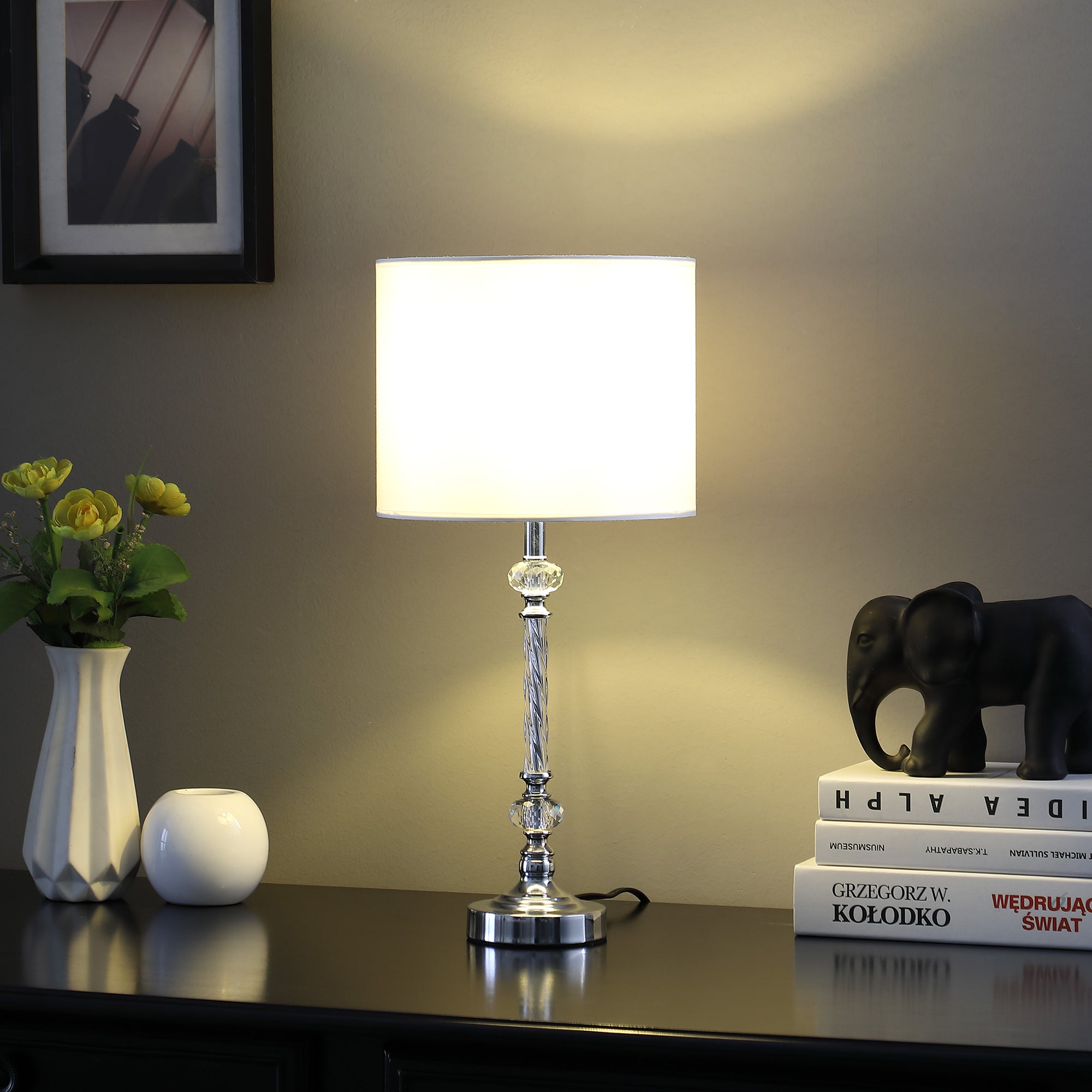 19.25' In Audrey Twisted Crystal Modern Silver Table Lamp