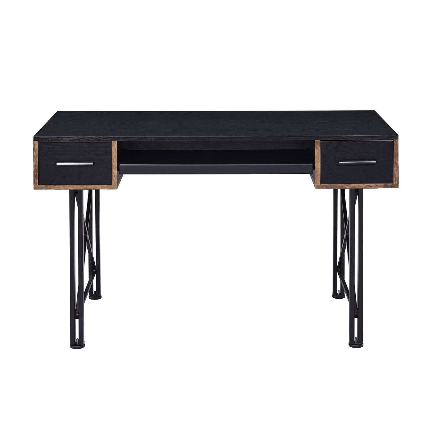 Rectangular Computer Desk with 2 Drawers, Black