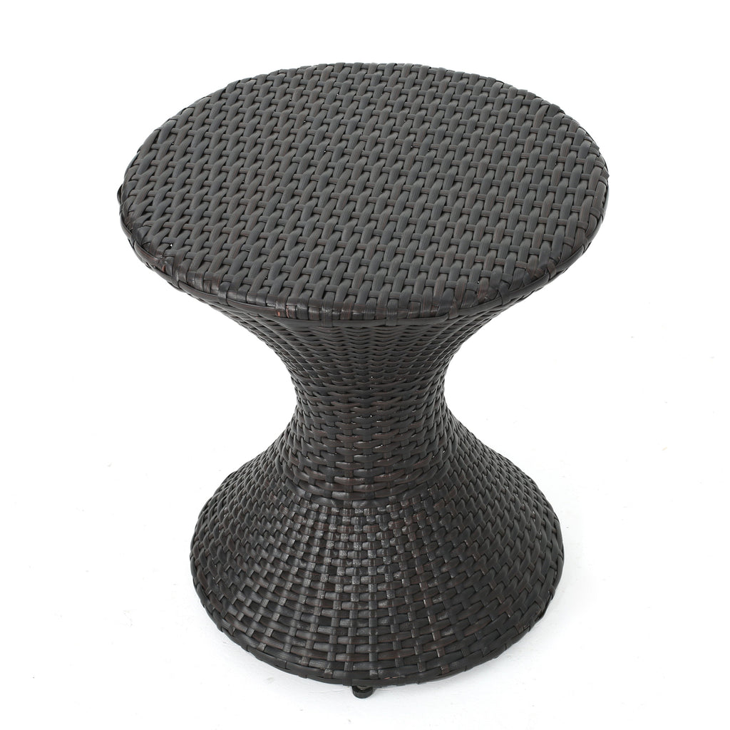 Highest-quality Wicker Hourglass-shaped Side Table, Brown Multi