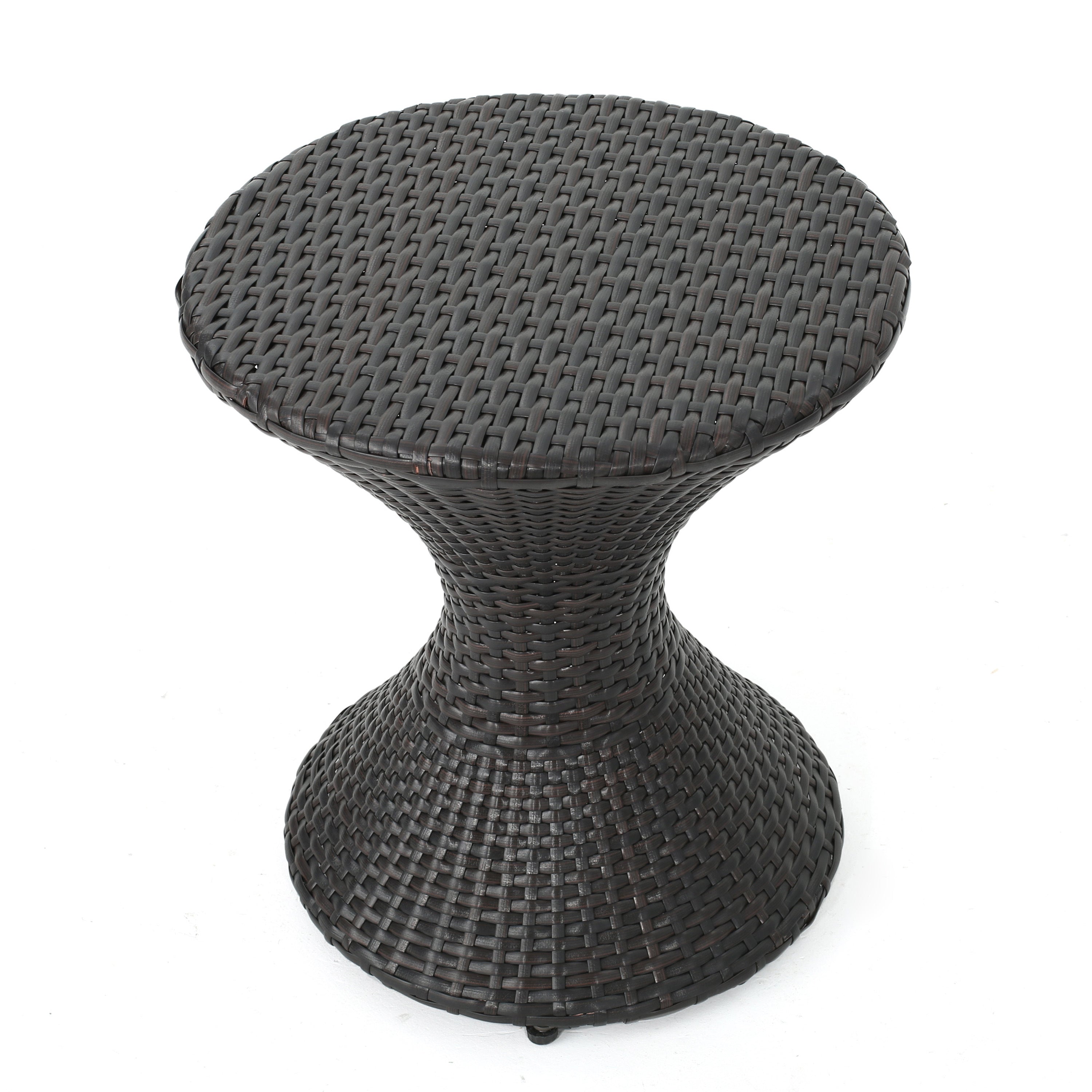 Highest-quality Wicker Hourglass-shaped Side Table, Brown Multi