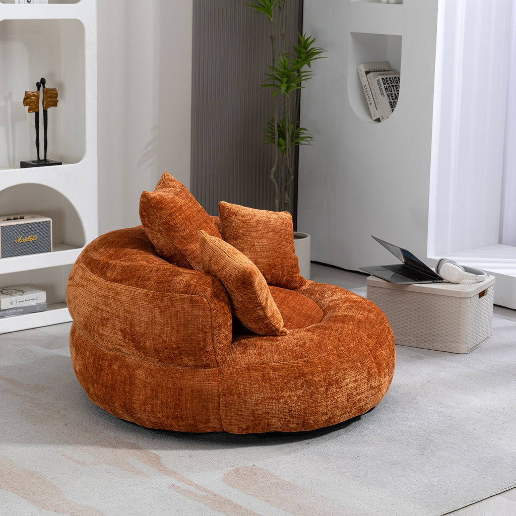 Lazy Sofa Durable Comfort Lounger High Back Bean Bag Chair for Adults and Kids, Indoor & Outdoor, Orange Chenille