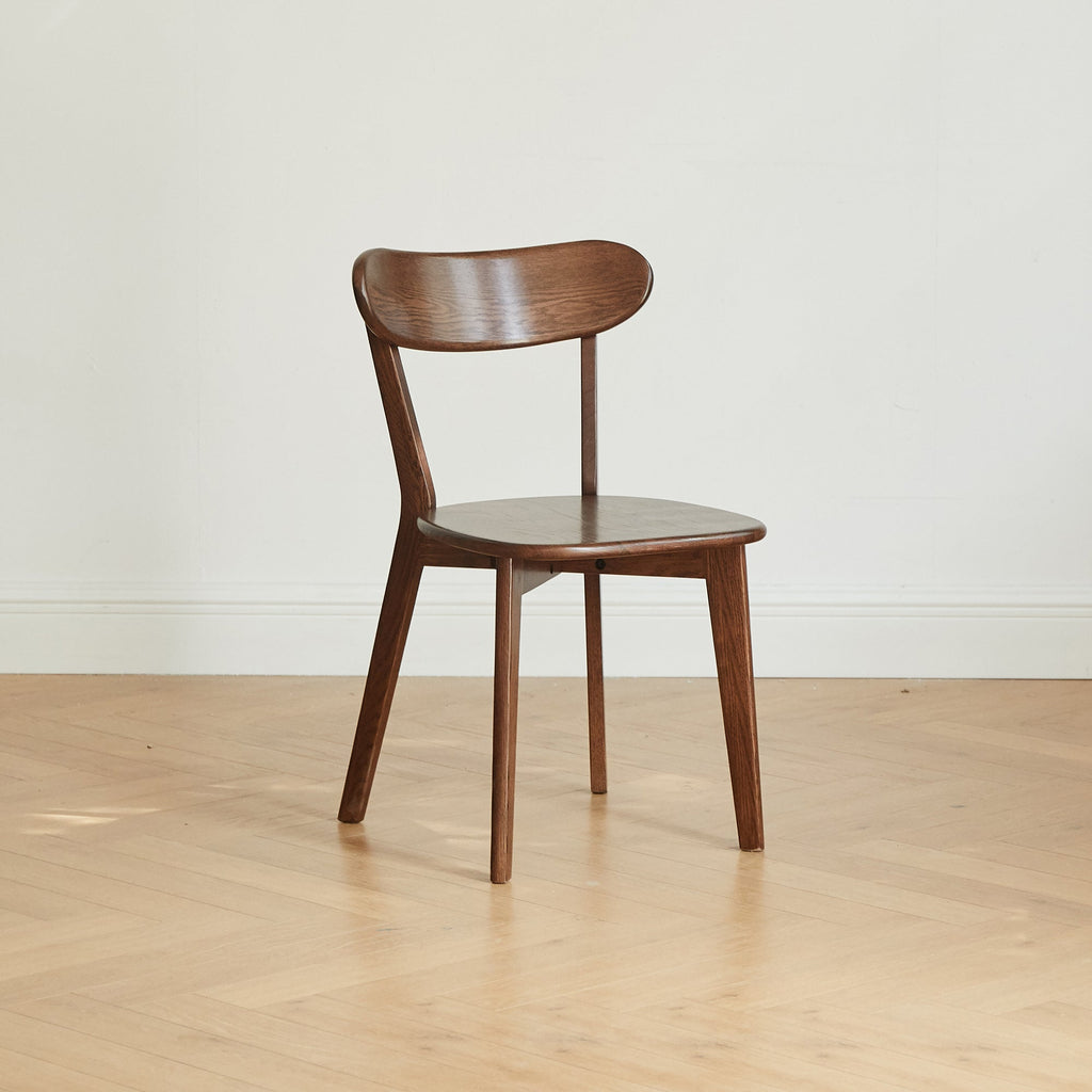 Natural Oak Dining Chair Set of 2 - Solid Wood, Walnut Finish, 46.5 * 54 * 80cm