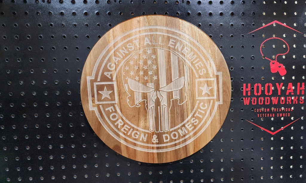 Against all enemies punisher skull sign