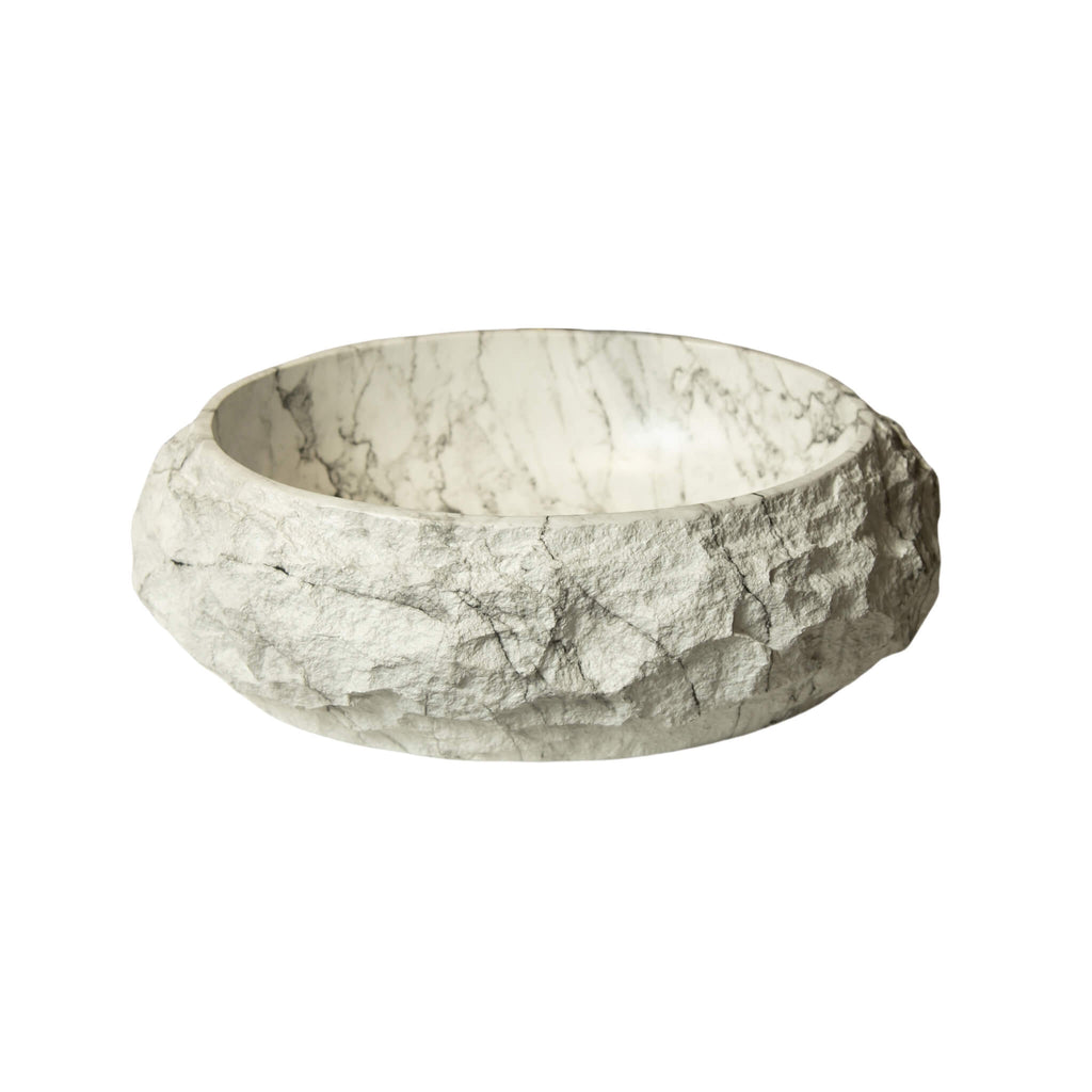Alora 18-Inch Ivory Oval Bathroom Resin Vessel Basin Sink With Stone Pattern (SAK79130)