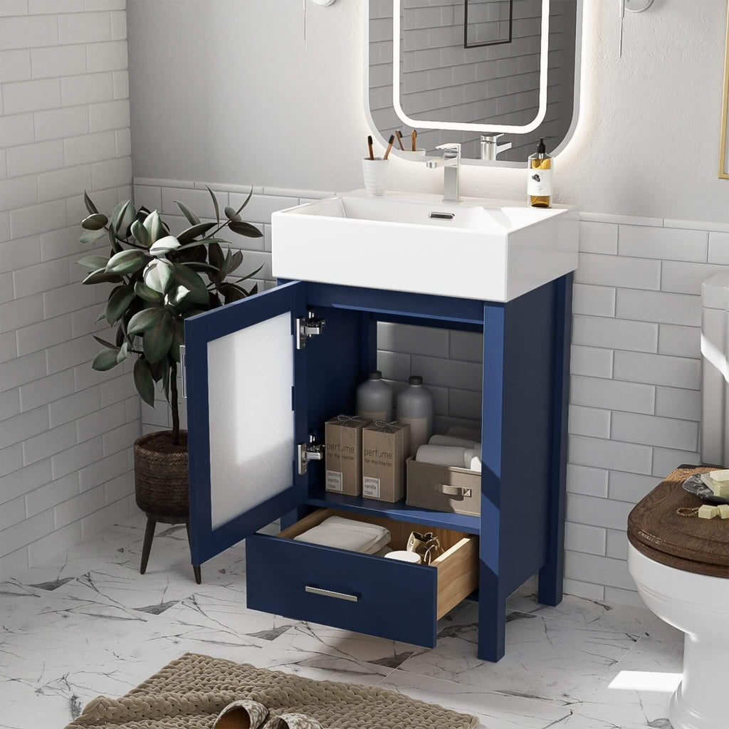 Alora 20-Inch Modern Bathroom Vanity With Ceramic Sink And Storage Cabinet (SAK39851)
