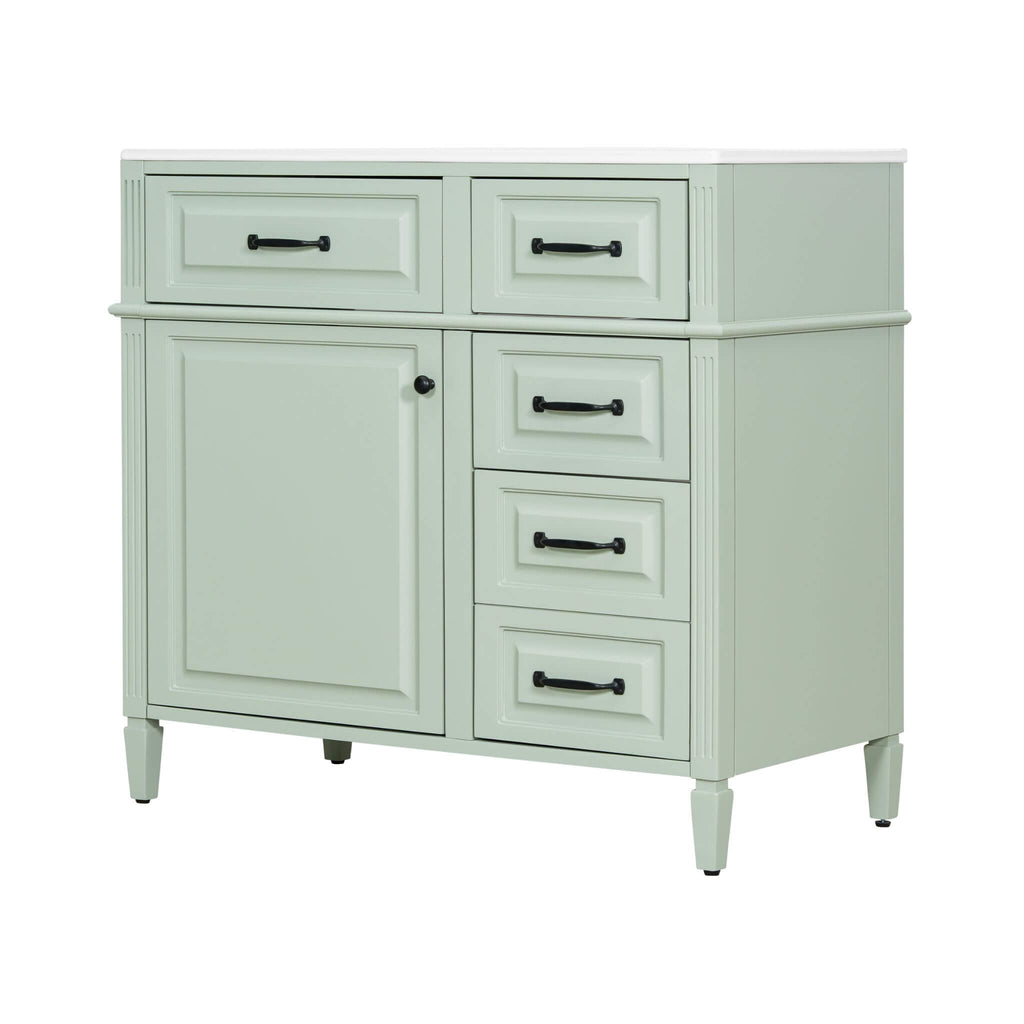 Alora 36-Inch Freestanding Bathroom Vanity With Ceramic Sink And Storage Cabinets [Faucet Not Included] (SAK86310)