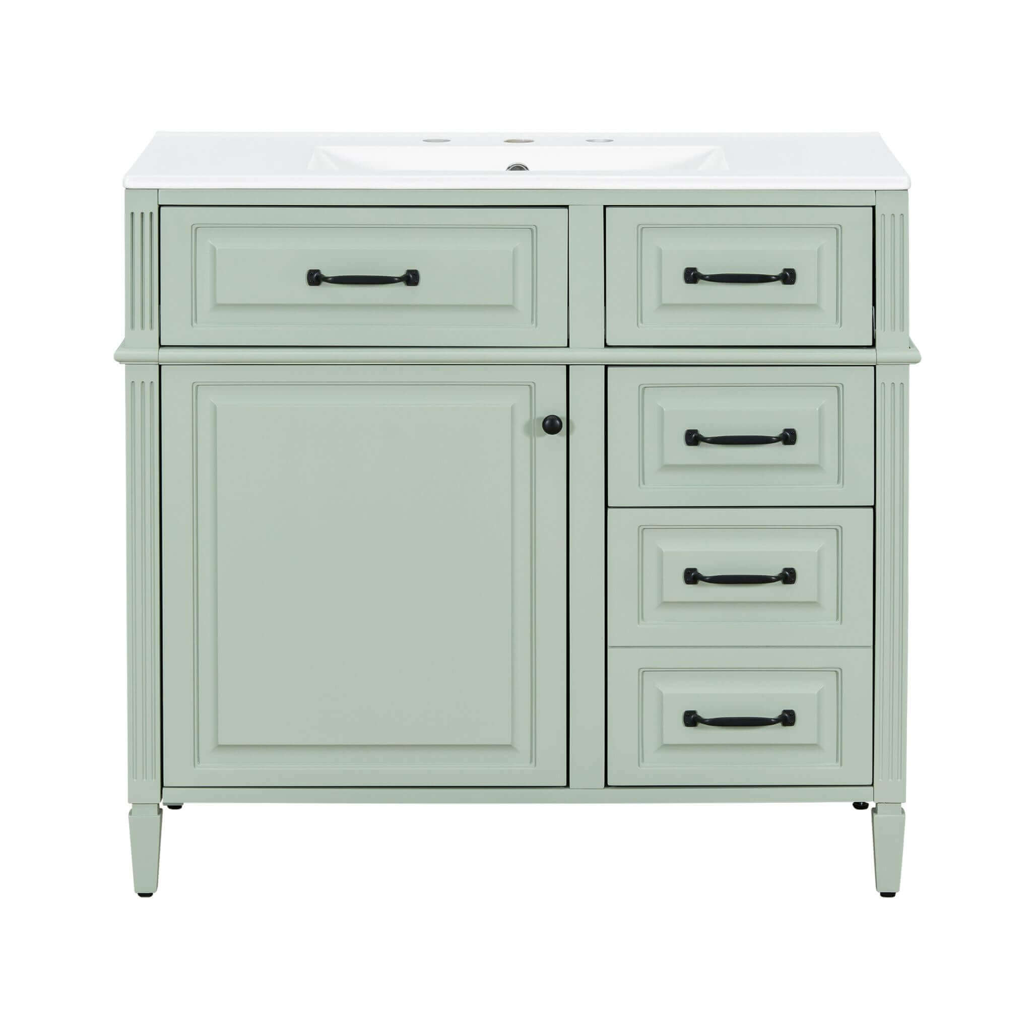 Alora 36-Inch Freestanding Bathroom Vanity With Ceramic Sink And Storage Cabinets [Faucet Not Included] (SAK86310)
