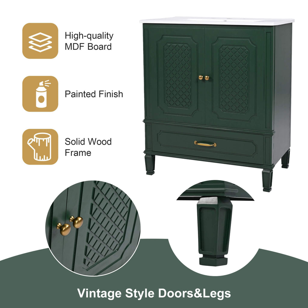 Alora 60-Inch Green Vintage Double Sink Vanity With Cabinets And Drawers (SAK19524)