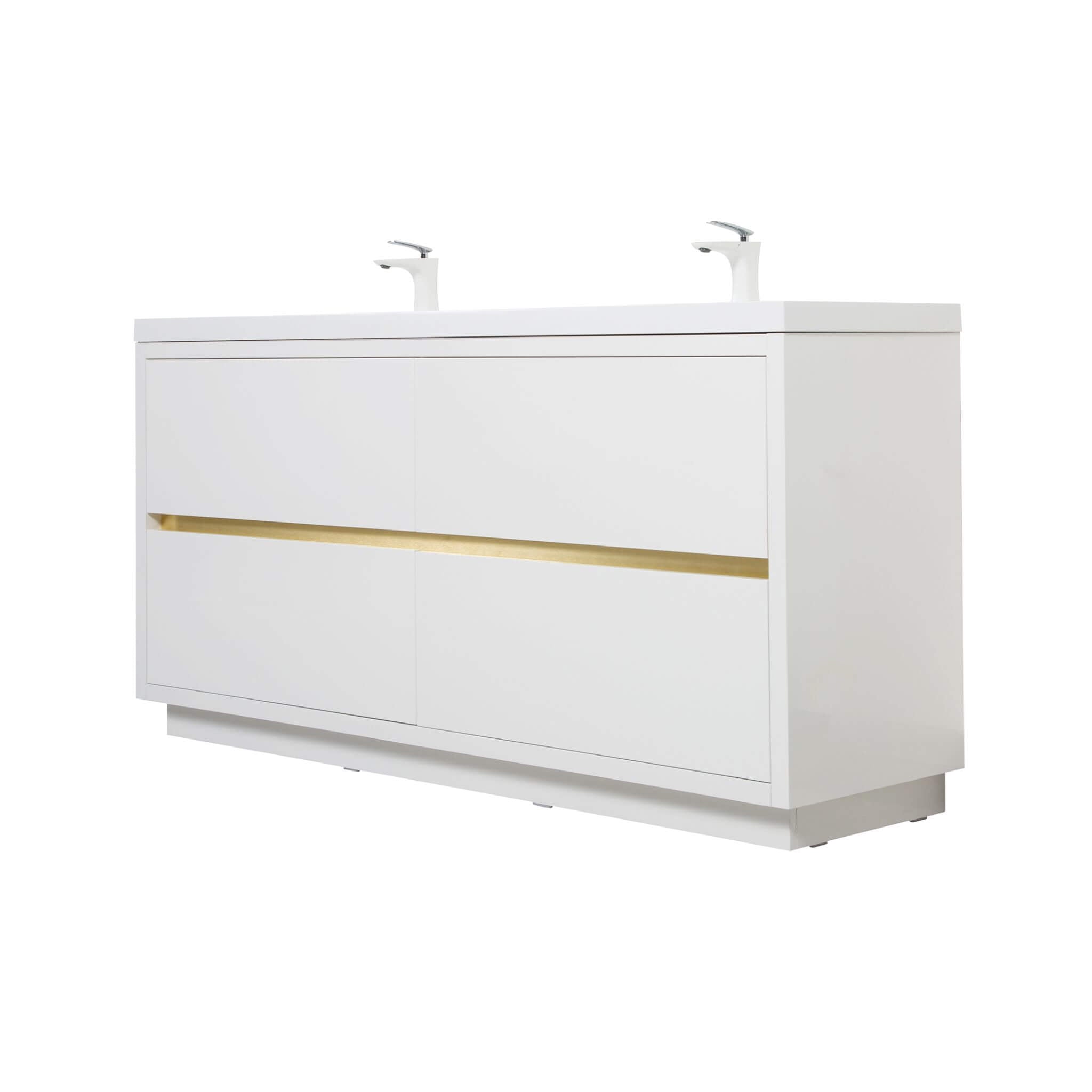 Alora 72-Inch White Freestanding Bathroom Vanity With Sink And Stone Resin Countertop (SAK31520)