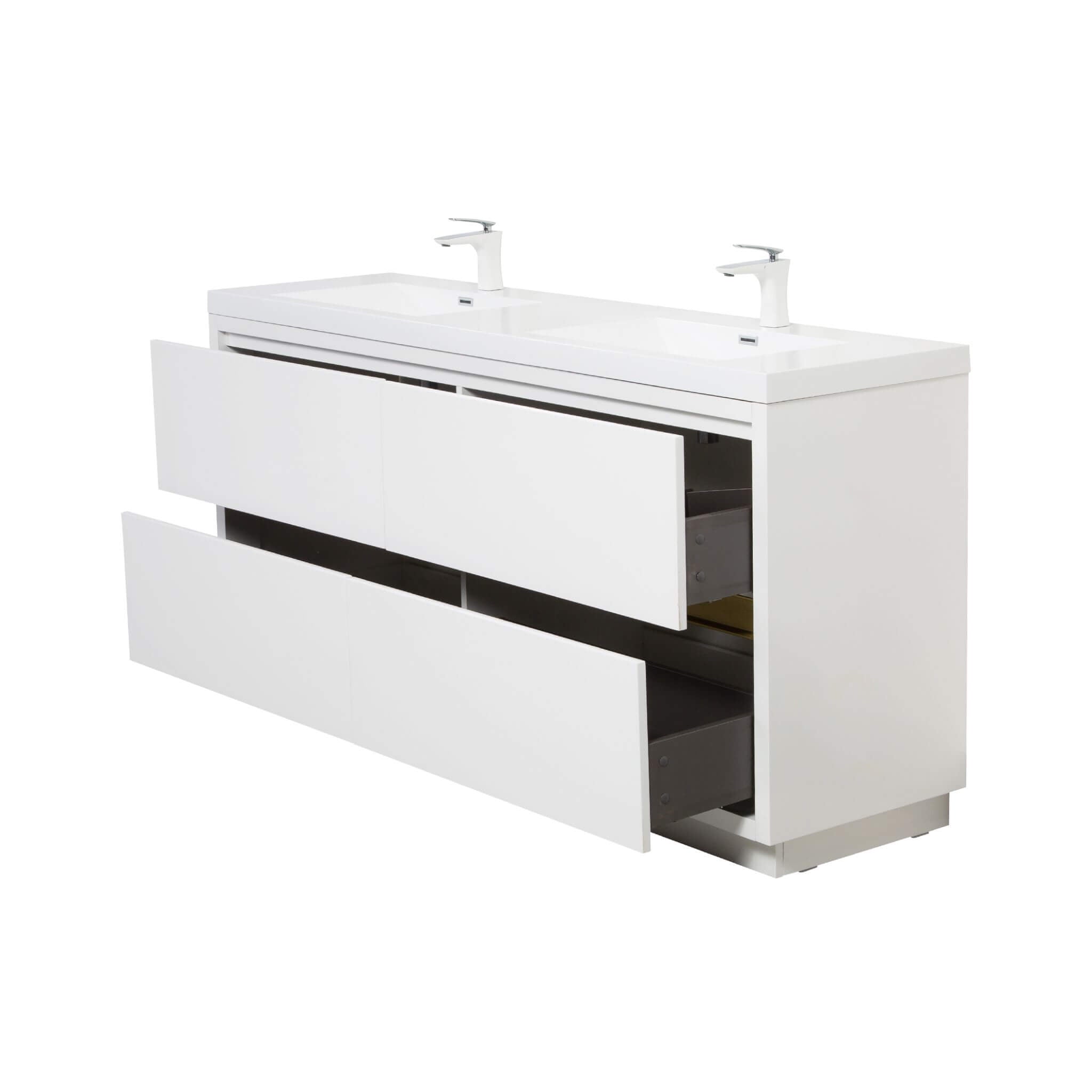 Alora 72-Inch White Freestanding Bathroom Vanity With Sink And Stone Resin Countertop (SAK31520)