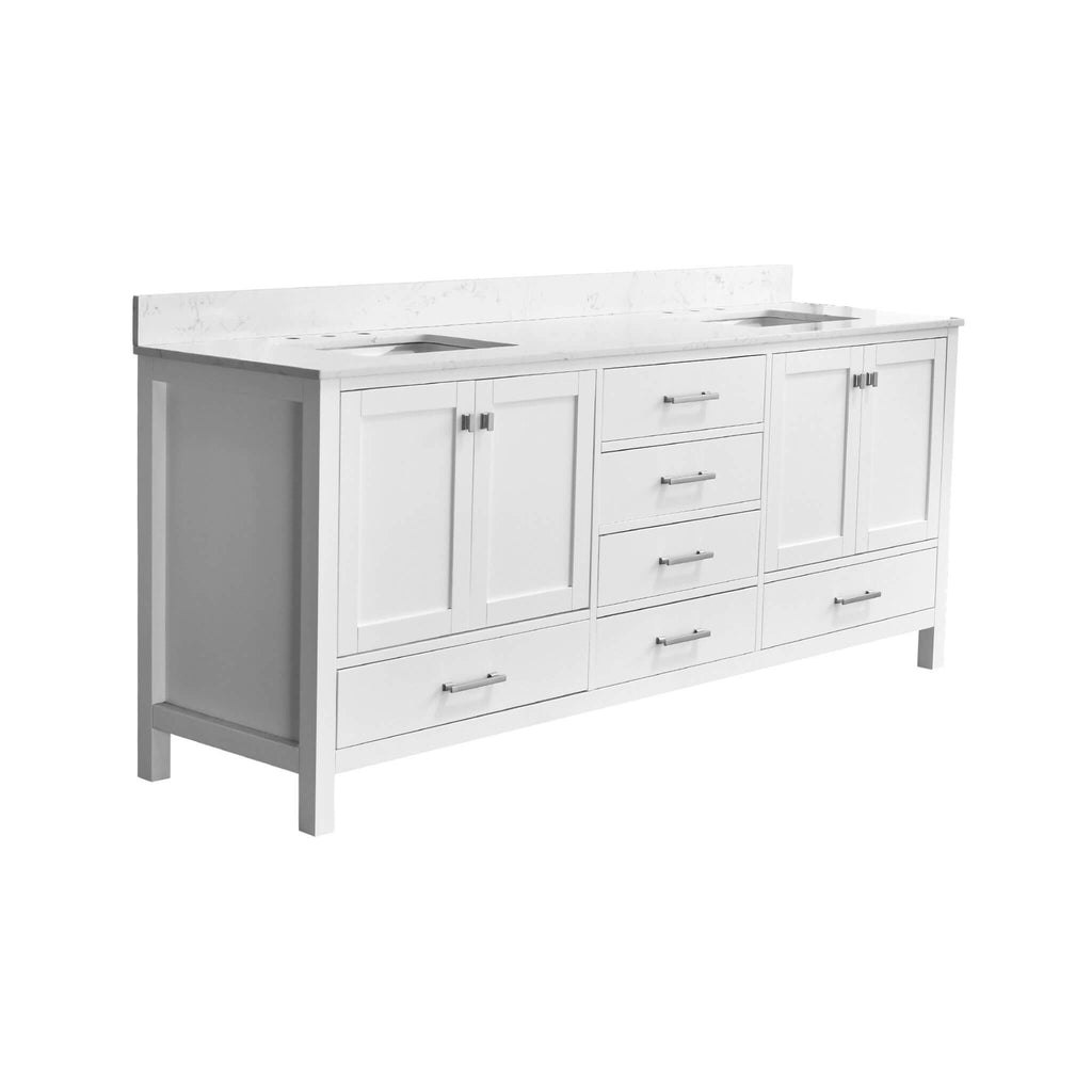 Alora 84-Inch Double Basin Freestanding Bathroom Vanity With Solid Wood Frame [No Faucet] (SAK81794)