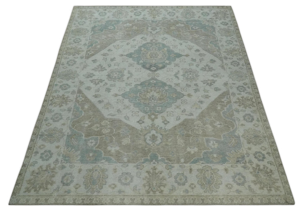 Antique Design Medallion Earthy Ivory and Camel 8x10 wool Area Rug