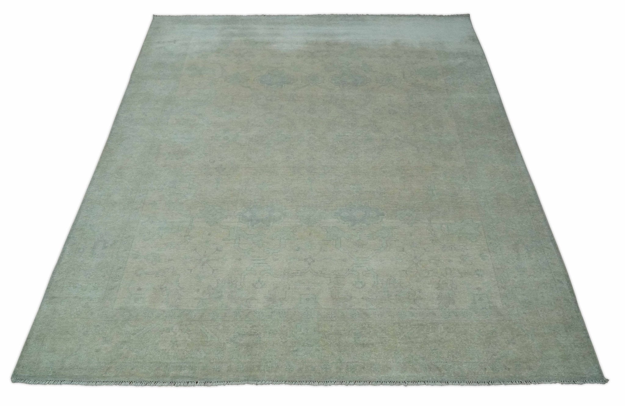 Antique look Beige and Gray Hand Knotted Oriental Oushak 8x10 wool Area Rug