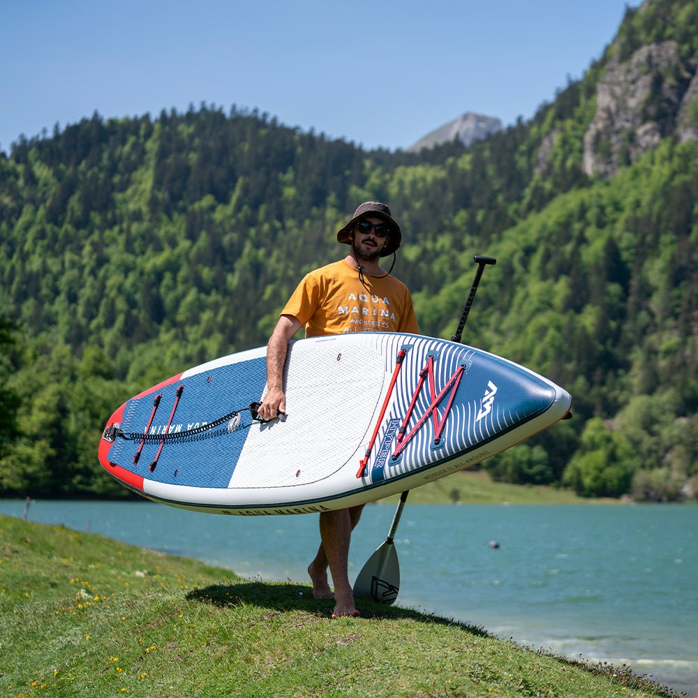 Aqua Marina Hyper BT-23HY02 Navy Touring SUP With Hydrodynamic Rail Edges & Adjustable Bungee, 12FT (SAK23285)
