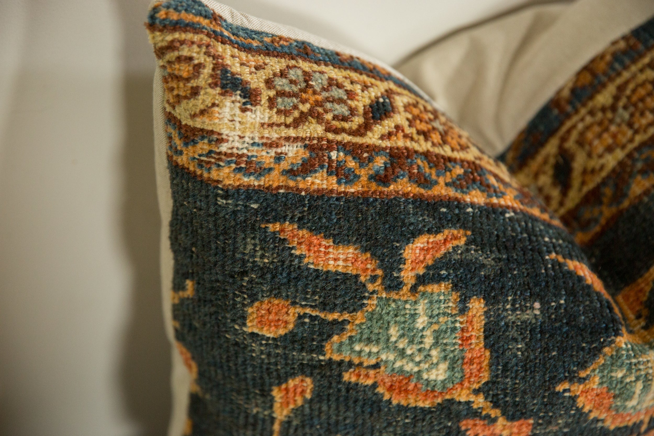 Antique Ziegler Mahal Rug Fragment Pillow