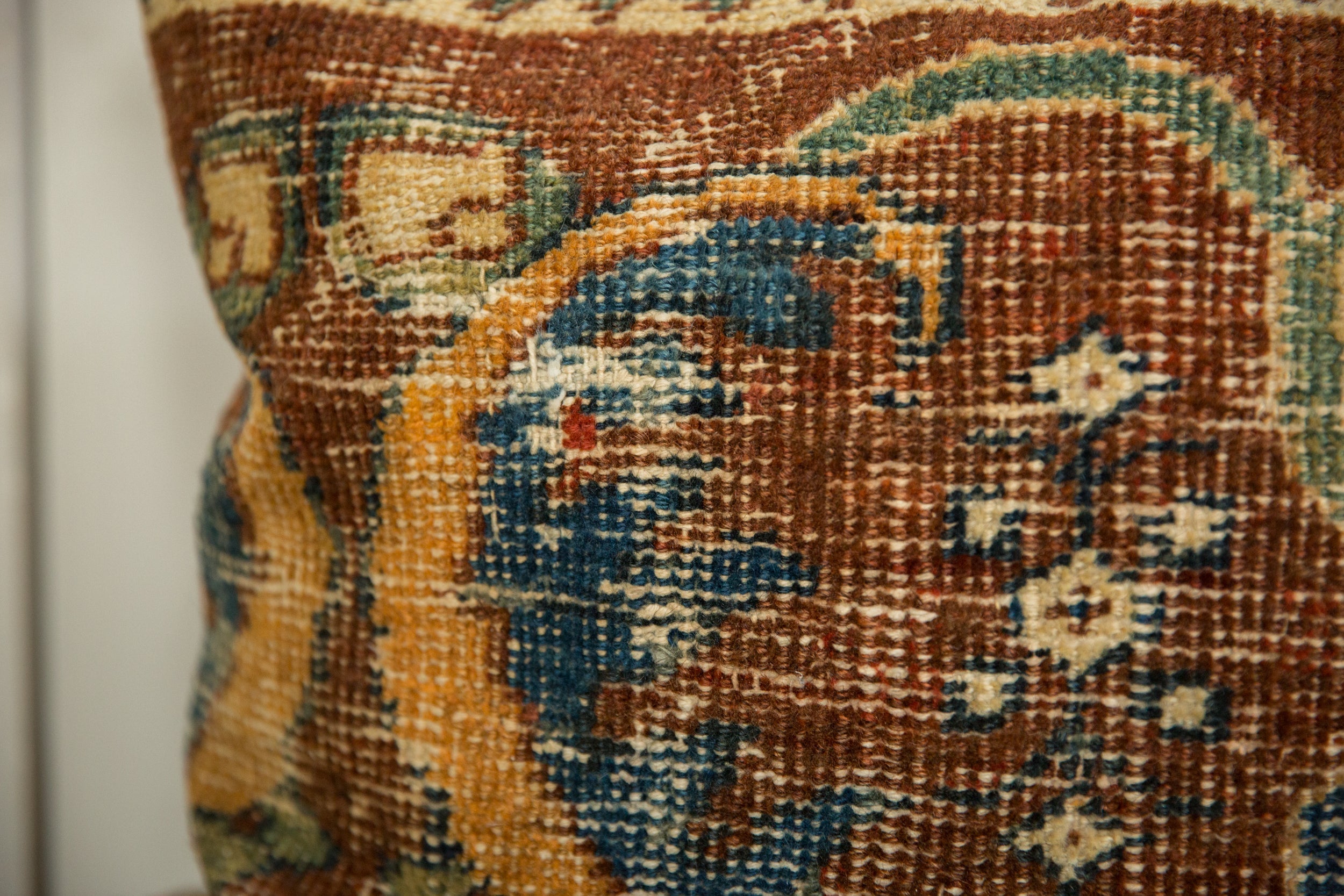 Antique Ziegler Mahal Rug Fragment Pillow