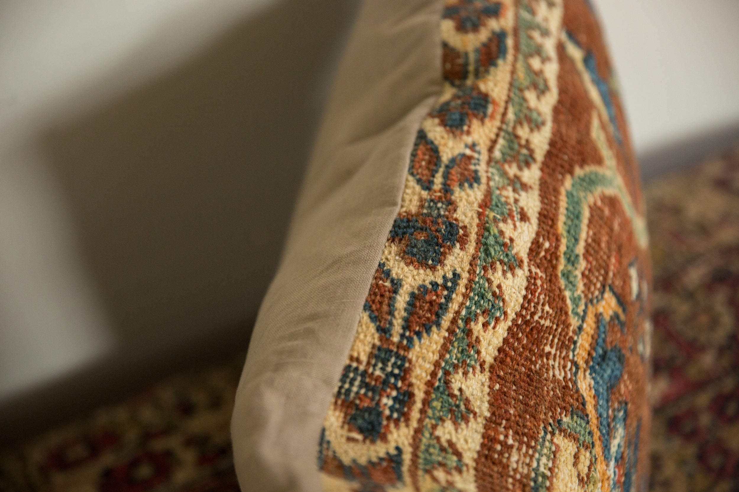 Antique Ziegler Mahal Rug Fragment Pillow