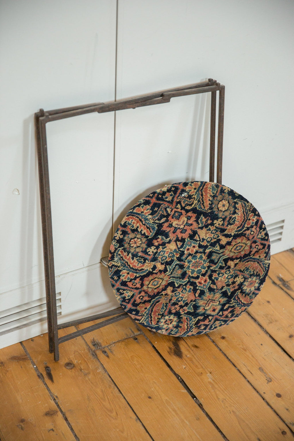 Reclaimed Antique Rug Fragment Side Table Stand 7 of 7