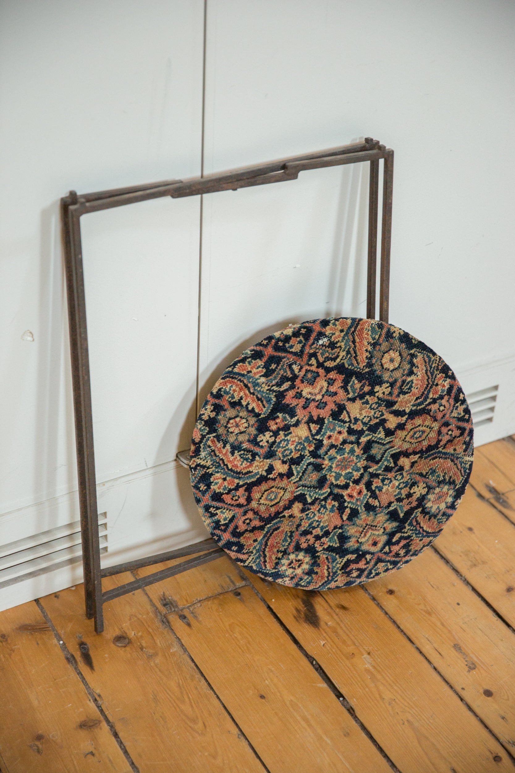 Reclaimed Antique Rug Fragment Side Table Stand 7 of 7