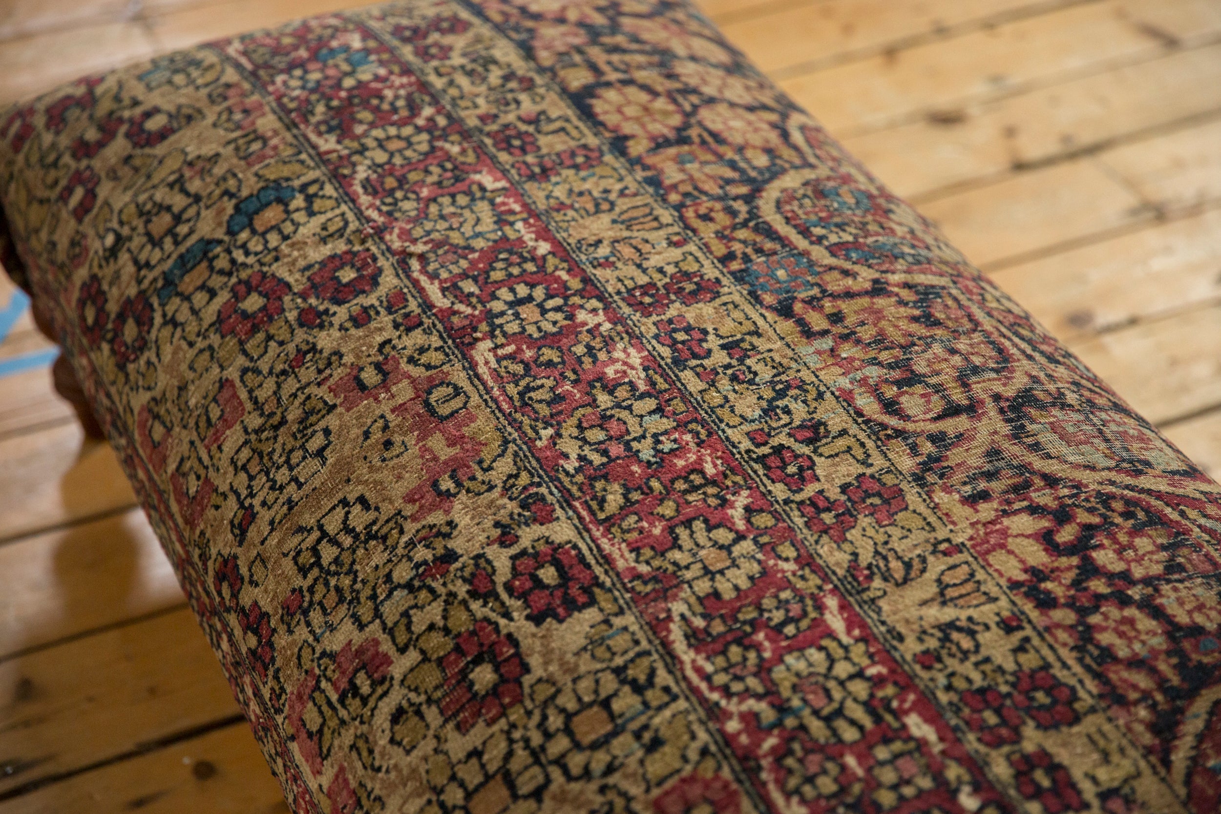 Antique Persian Kerman Rug Ottoman Coffee Table
