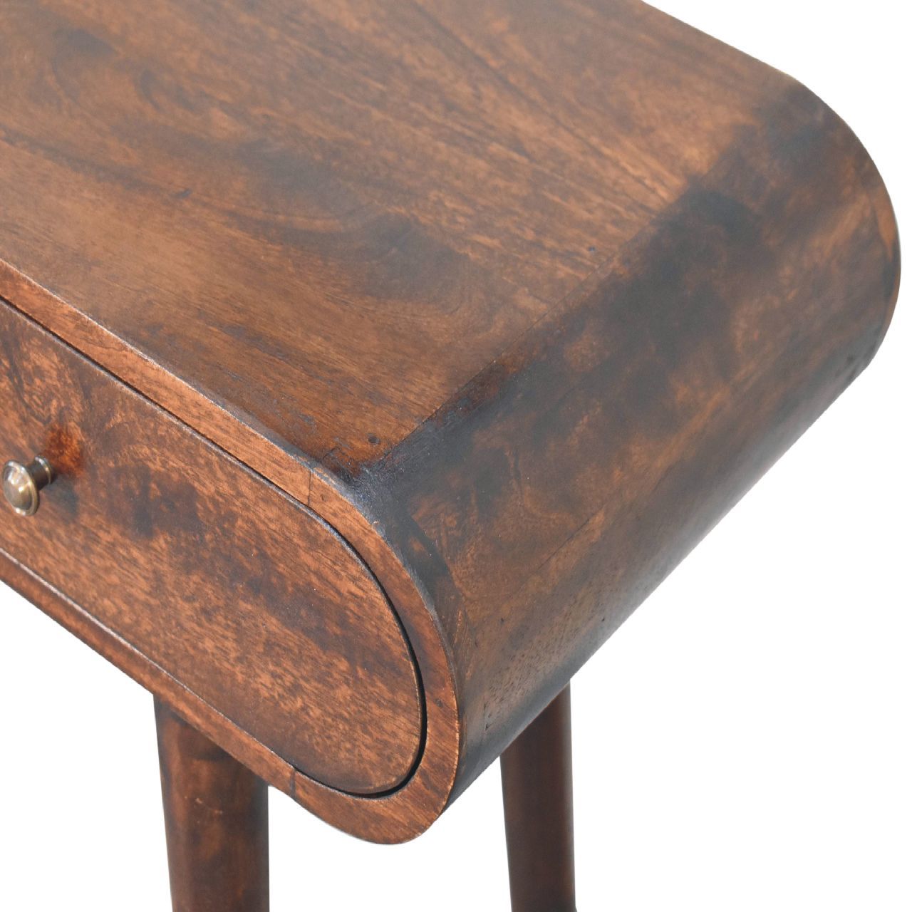 Solid Wood Light Walnut Curved Edge Console Table