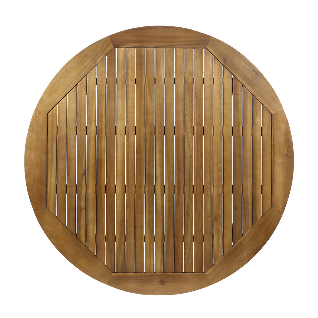 STAMFORD Modern Acacia Wood Dining Table with Straight Leg Base, Teak Finish, 47.25 Inches