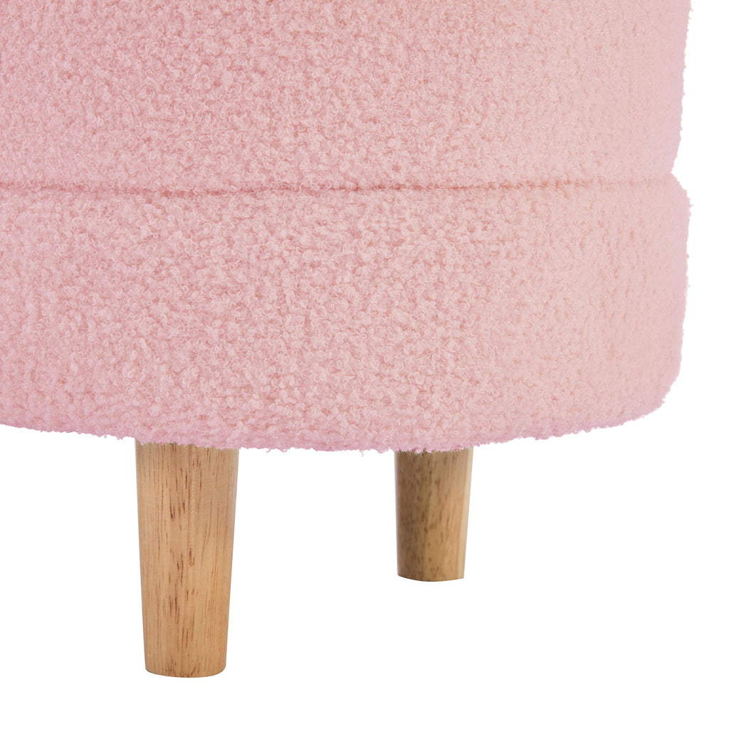 2-Pieces Bedroom Sets Full Size Flower-Shaped Upholstered LED Platform Bed with Storage Ottoman-Sherpa Fabric, Pink