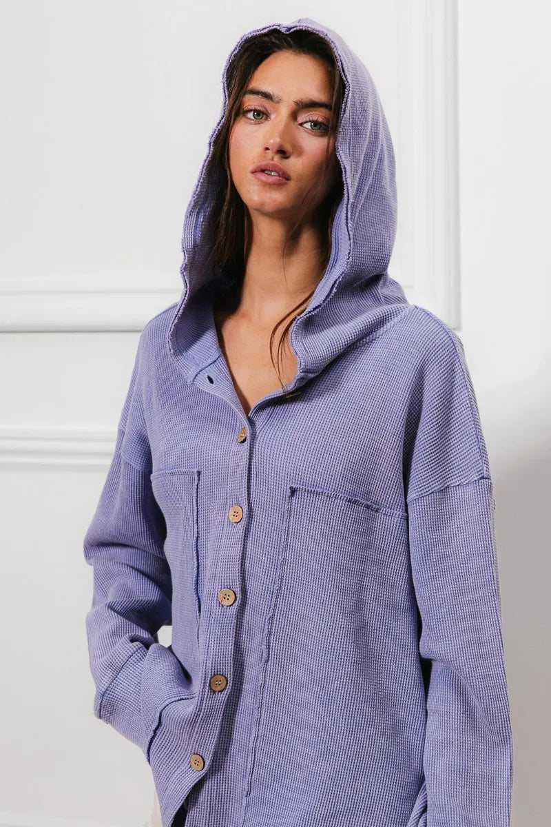 BiBi Washed Waffle Thermal Hooded Jacket
