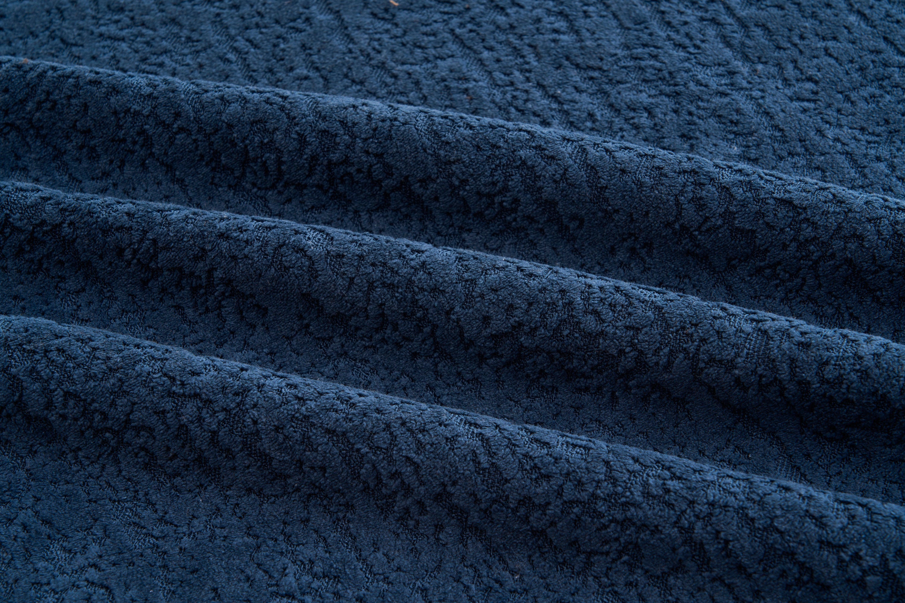 Compression Sponge Sofa Blue Curved Modular Sectional, 30D High-Density Chenille Sleeper Couch for Apartment, Living Room,110'L