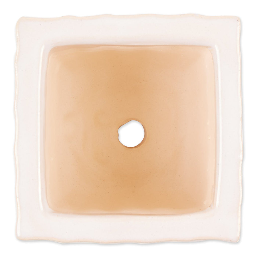WHITE SQUARE CERAMIC SMALL PLANTER SET OF 3